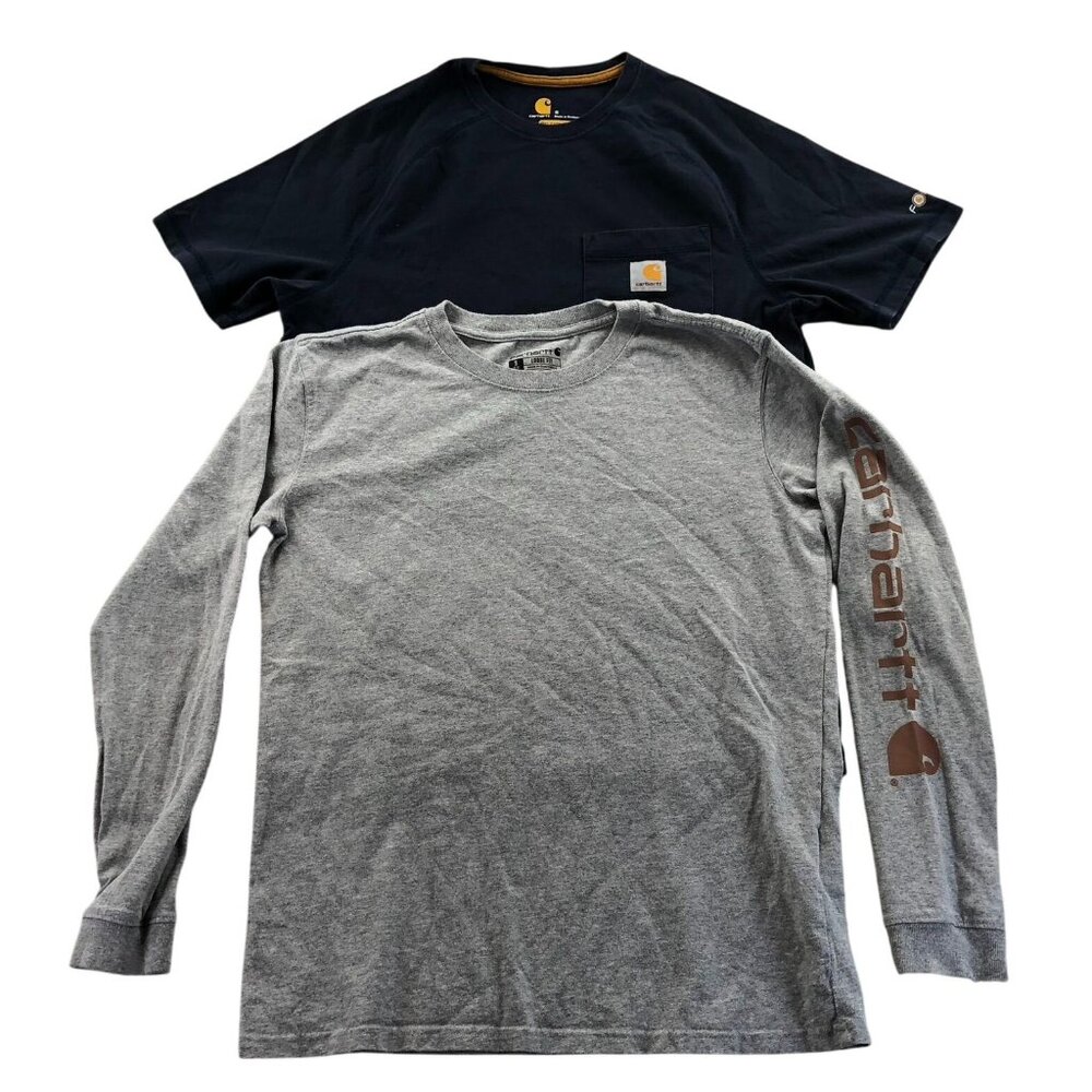 2 Carhartt Mens T-Shirt Small Lot Of Two Crew Neck Loose Fit Casual Pocket Tee